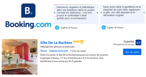 Avis Booking du Gîte De La Rochère à Noizay 