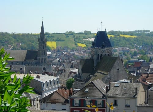 Picturesque French village with churches and countryside views near La Ferme du Châtaignier in Boissy-le-Sec