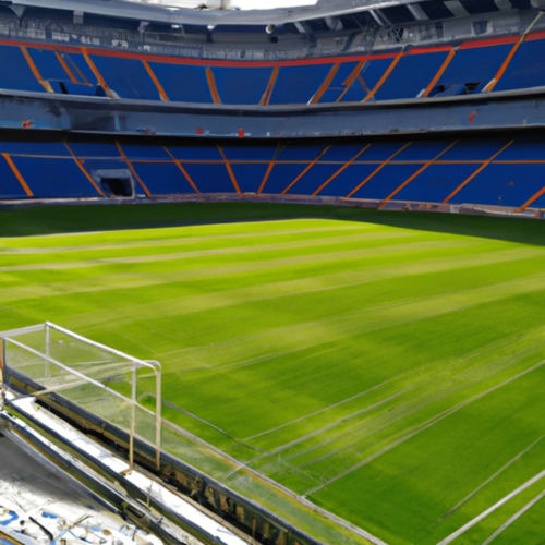 Vista del campo de fútbol en el Estadio Santiago Bernabéu