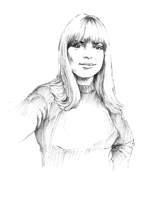 Sketch portrait of woman at Domaine de l'Ocrerie B&B, Pourrain, France