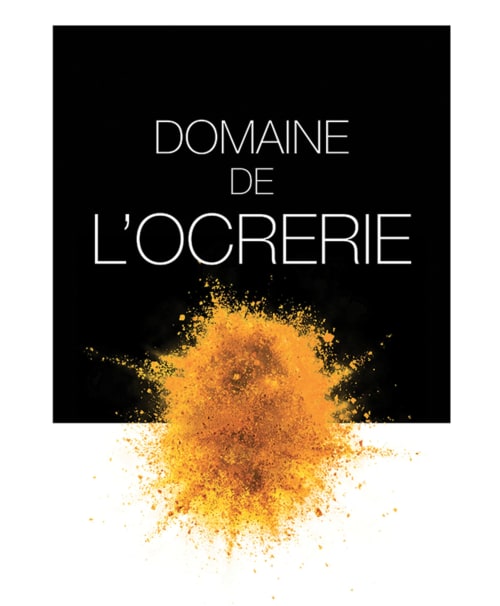 Domaine de l'Ocrerie, logo - design en éclaboussures dorées de poudre d'ocre