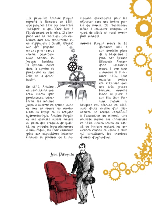 Historical document about Léon Parquin and industrial heritage at Domaine de l'Ocrerie in Pourrain