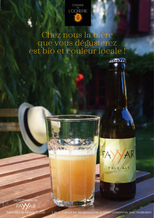 Fayar Pale Ale Bier serviert im Domaine de l'Ocrerie in Pourrain, Frankreich