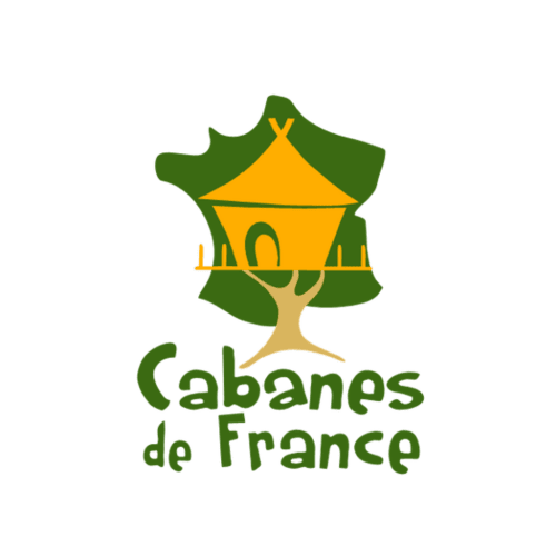 Cabanes de France logo featuring yellow treehouse with green tree canopy, Domaine De Campagnac, Carsac-Aillac