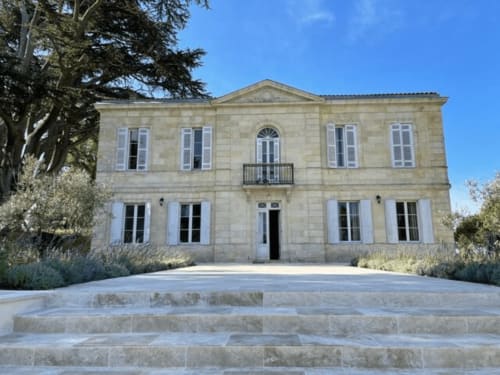 Entrance to Château Erigoye, the main building near Bordeaux