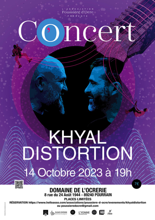 Affiche de concert Khyal Distortion du 14 octobre 2023 au Domaine de l'Ocrerie à Pourrain