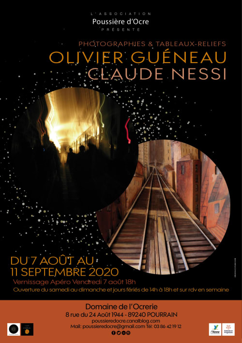 Affiche d'exposition pour Olivier Guéneau et Claude Nessi au Domaine de l'Ocrerie, Pourrain