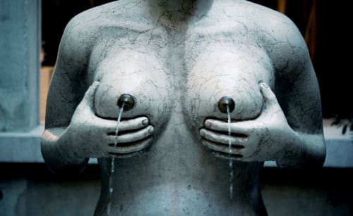 Scultura in pietra con fontane presso l'Apartment GioviGemini a Treviso, Italia