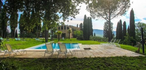 Outdoor swimming pool in the Tuscan countryside 