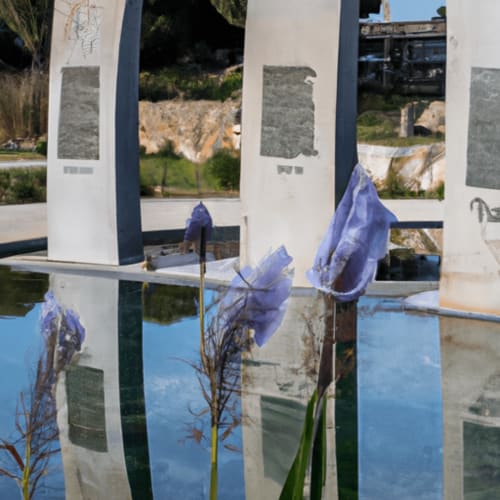Une photo du Mémorial du Débarquement de Provence avec des drapeaux