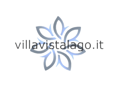Villa Vista Lago logo - stylized flower design in blue and gray in Bellano (Lake Como)