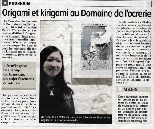 Karen Watanabe présente ses créations origami et kirigami au Domaine de l'Ocrerie à Pourrain