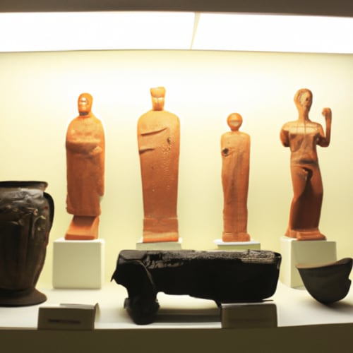 Artefactos arqueológicos en un museo