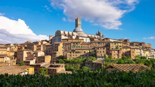 Vista panoramica sulla città di Siena con al centro il Duomo