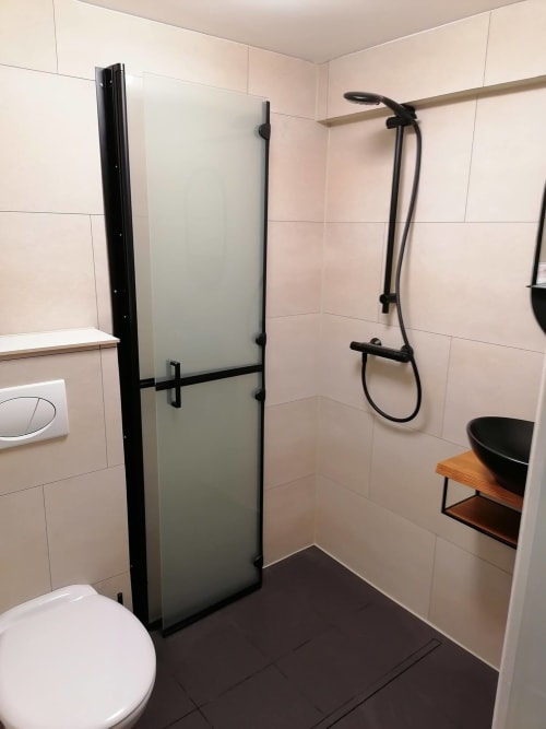 The shower and the toilet.
