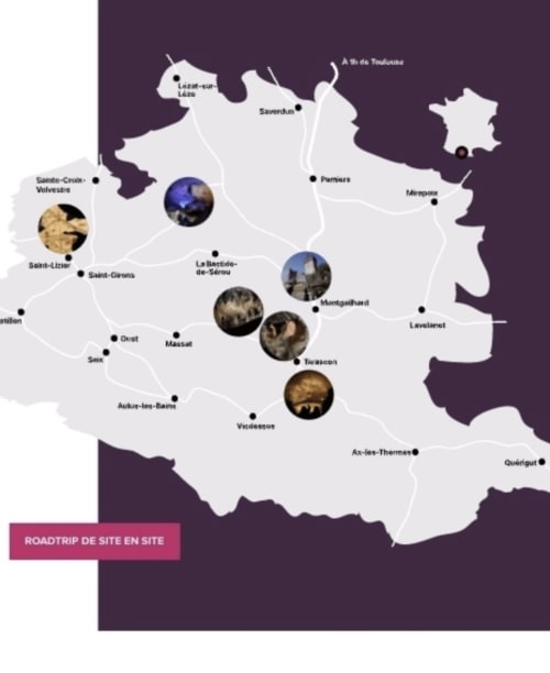 Mapa de Occitania Francia mostrando la ubicación de Mirepoix con atracciones cercanas y destinos de viaje