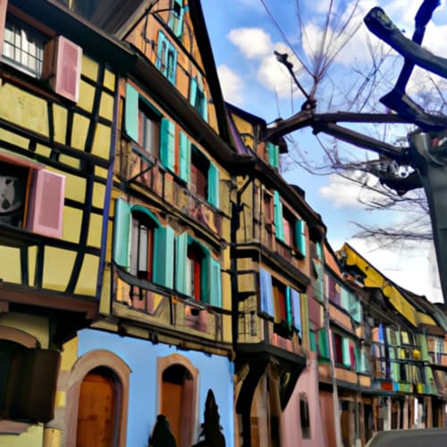 Photo d'une rue pittoresque de Colmar avec des maisons à colombages