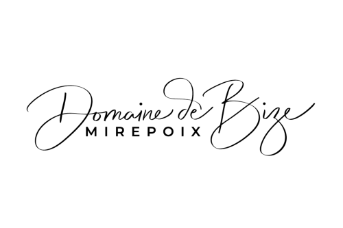 Logo élégant du Domaine de Bize Mirepoix en écriture cursive, établissement d'accueil français en Ariège