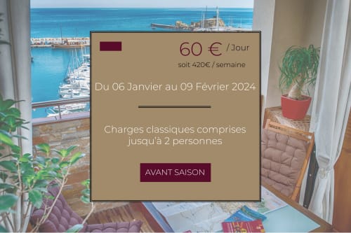 Chambre d'hôtes Banyuls-sur-Mer : 60€/nuit, jan-fév 2024, vue mer et voiliers