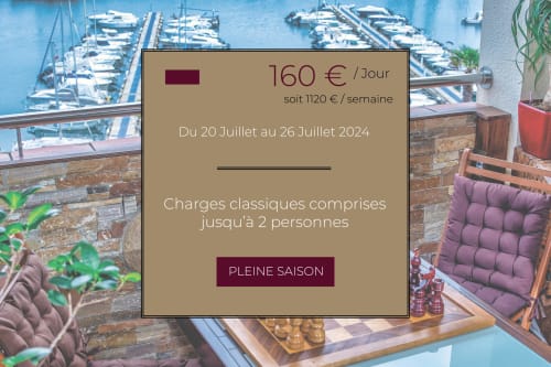 Terrasse de chambre d'hôtes à Banyuls-sur-Mer avec vue sur la marina, chambres à 160 €/jour en haute saison