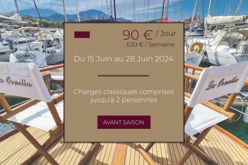 Chaises longues de voilier à la marina de Banyuls avec tarifs de location saisonnière juin 2024