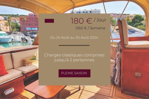 Location de bateau de luxe à Banyuls-sur-Mer : 180€/jour, vue sur marina et équipements côtiers.