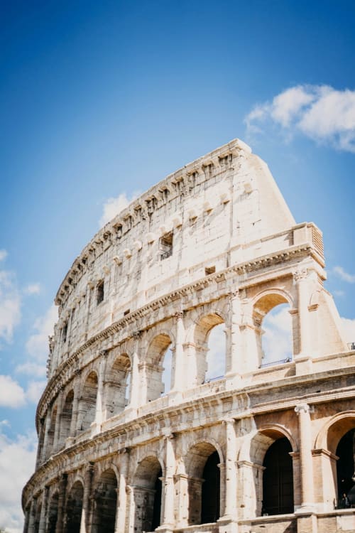 Ancient Roman Colosseum ruins in Rome, Italy near Hotel Fiori