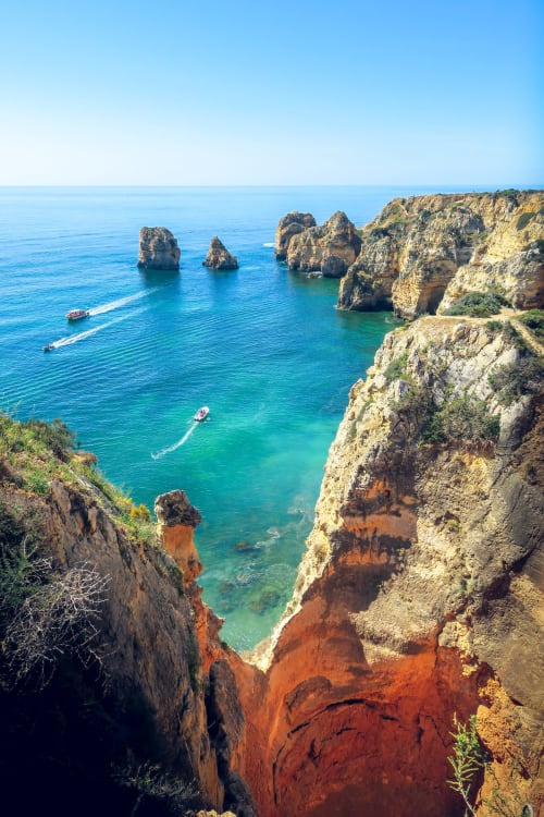 Dramatic golden cliffs and turquoise waters near Lagos, Algarve - Casa do Sol hotel destination