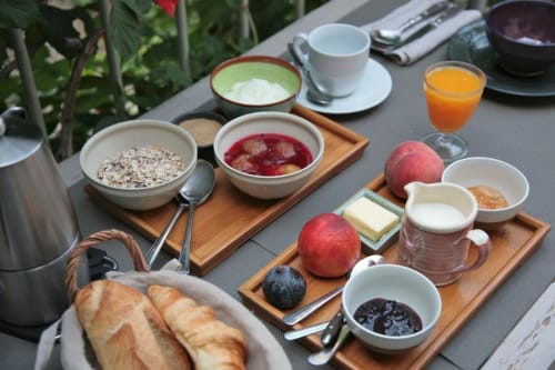 Breakfast at Balcony apartment at Ancienne Maison Des Gardes
