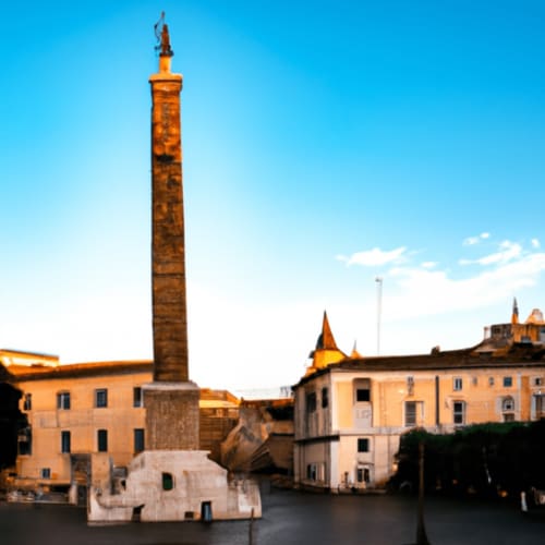 Piazza storica romana con colonna monumentale e edifici color ocra presso Chester Suites, Roma