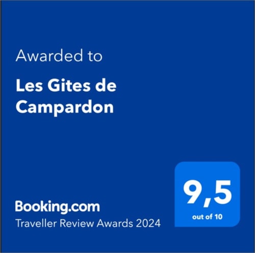 Booking.com 2024 award: Les Gites de Campardon, Monties France, rated 9.5/10
