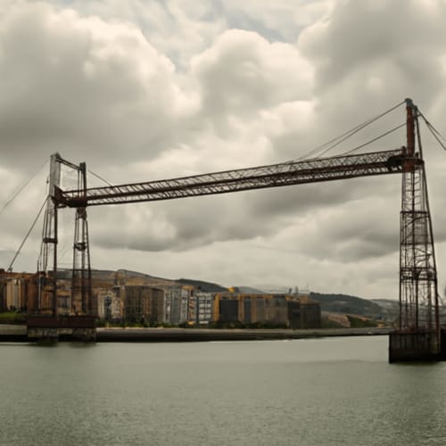 Impresionante vista del Puente de Vizcaya desde abajo