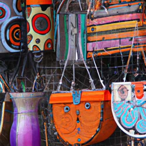 Souvenirs artisanaux colorés et objets de décoration exposés à Cilaos, île de la Réunion
