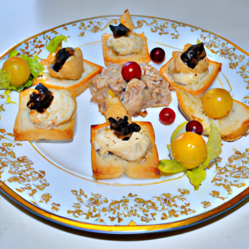 Plateau d'entrée élégant aux Louettes, Saxon : pain grillé, pâté, caviar et baies fraîches