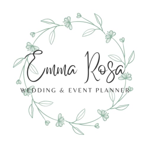 Logo d'Emma Rosa, organisatrice de mariages et d'événements, avec couronne florale verte