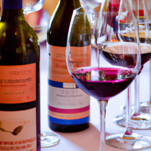 Wine tasting setup at AJOUCADOU B&B in Lourmarin with rosé bottles and red wine glasses