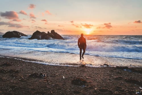 Walking on the beach