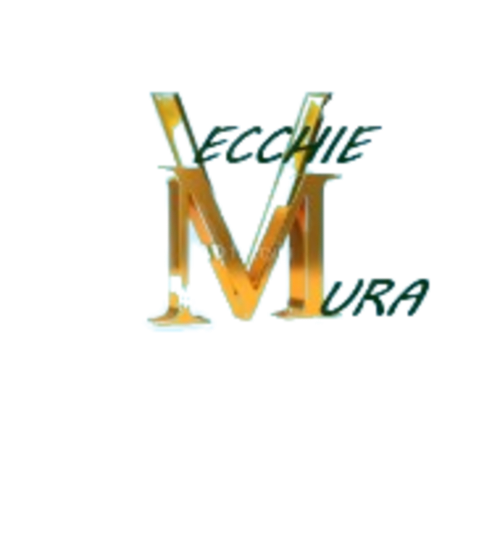 Logo Vecchie Mura B&B con M dorata e testo verde, struttura ricettiva a Varazze Italia