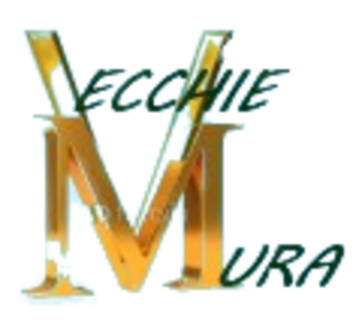 Logo Vecchie Mura con lettera M dorata e calice di vino, bed and breakfast a Varazze