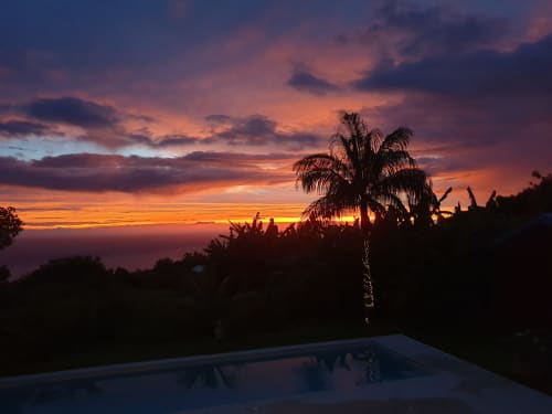 vue mer, couché de soleil, piscine, ile de la réunion, les coeurs d'amants