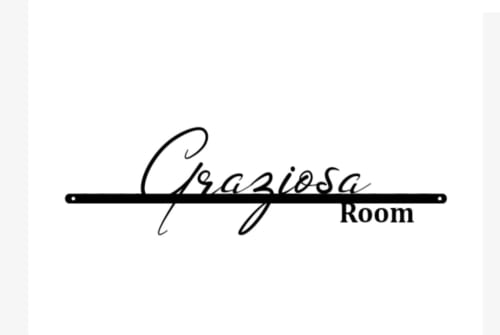 Logo des Graziosa Zimmers mit eleganter Schreibschrift für das Gästehaus Miravilla Salina in Santa Marina Salina, Sizilien