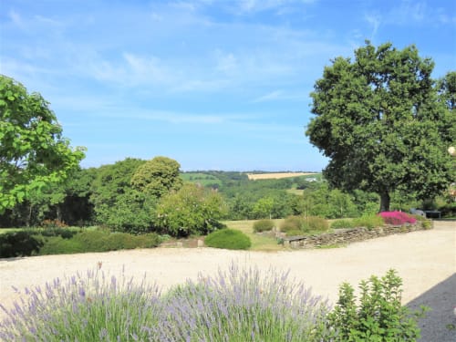 jardin, paysage, lavande, chêne, Bretagne, Argoat, Centre-Bretagne, été, catalpa, murets pierre sèche