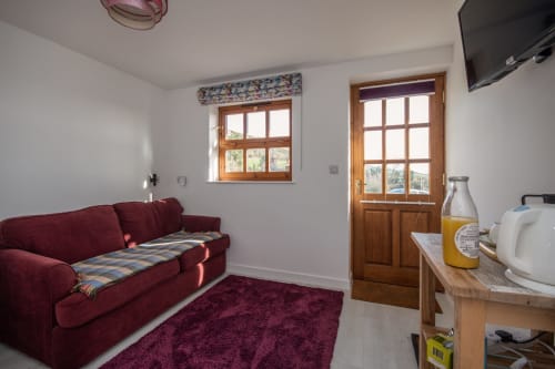 Living Area in Hill View Studio at 2 Ailwood Farm Holidays, Dorset, Jurassic Coast, Walking, Cycling, Climbing