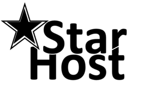 Star Host logo with black star and text - property manager in Bordeira, PT