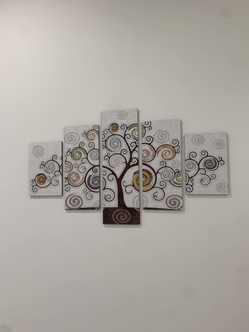 Modern spiral tree wall art in Maryam 23 Blue Room, Siracusa