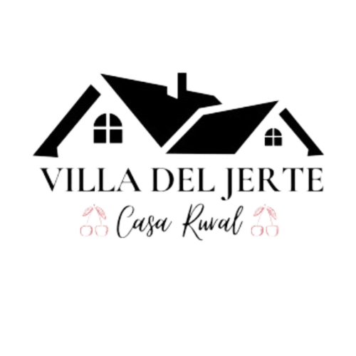 Logo de Casa Rural Villa del Jerte con silueta de casa, ventanas, El Torno Cáceres