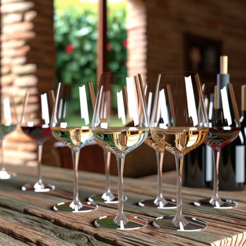 Sophisticated wine tasting session with elegant glasses and exquisite local wines.