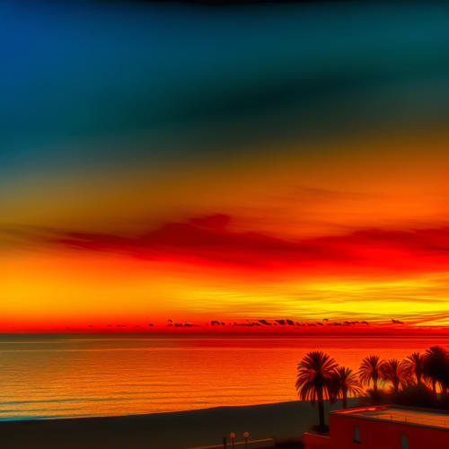 Tramonto sulla spiaggia Le Forbici con colori caldi