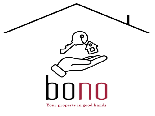 Logo gestione proprietà Bono con mano che tiene chiave di casa - hotel Stella CasaBono, Sulmona