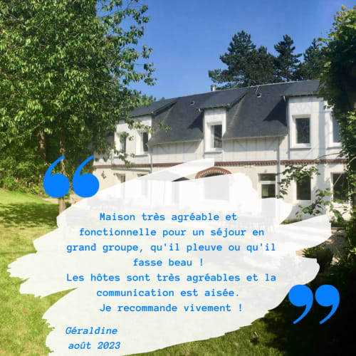 Avis client Villa Mathilde : Maison très agréable et fonctionnelle pour un séjour en grand groupe, qu'il pleuve ou qu'il fasse beau ! Les hôtes sont très agréables et la communication est aisée. Je recommande vivement ! Géraldine, août 2023